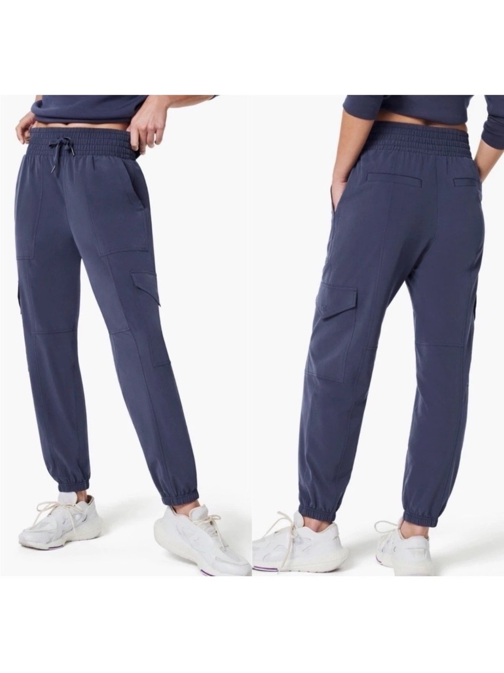 Spanx Womens Out of Office Cargo Pants Size LARGE Dark Storm Joggers 50638R NWT